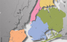 Stock-Vektorgrafik „High Resolution Map Of New York City With Nyc in Blank Map Of The 5 Boroughs