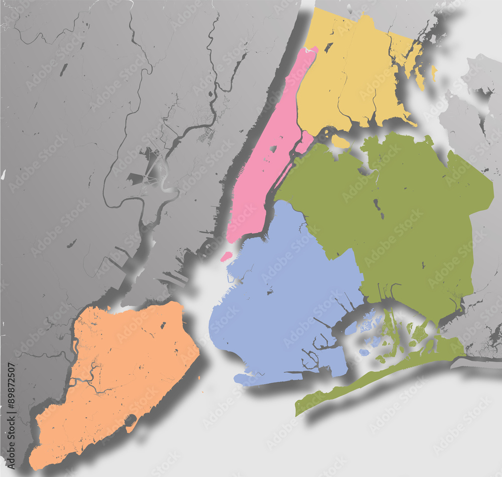 Stock-Vektorgrafik „High Resolution Map Of New York City With Nyc in Blank Map Of The 5 Boroughs