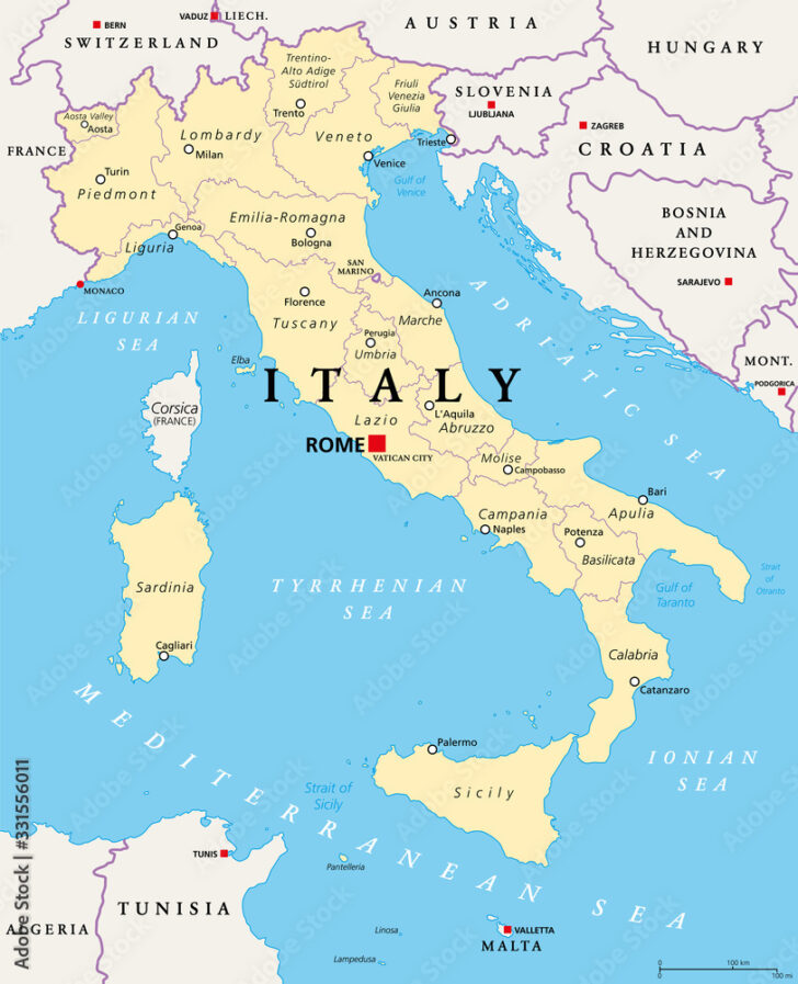 Map of Rome and Italy