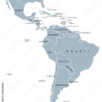 Stock Vektorgrafik „Latin America Countries Political Map With In Map Of North America And South America Labeled