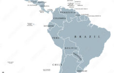 Stock-Vektorgrafik „Latin America Countries Political Map With in Map of North America and South America Labeled