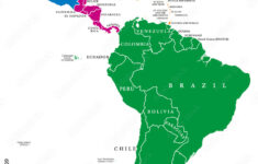 Stock-Vektorgrafik „Latin America Regions Political Map. The inside North Central And South America Map