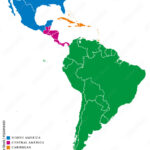 Stock Vektorgrafik „Latin America Subregions Map. The Subregions Intended For North And South America Border Map