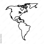 Stock Vektorgrafik „Map North And South America Location Line Pertaining To North And South America Map Drawing