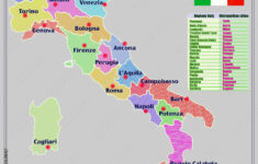 Stock-Vektorgrafik „Map Of Italy With Infographic. Colorful regarding Map Of Italy Regions And Cities