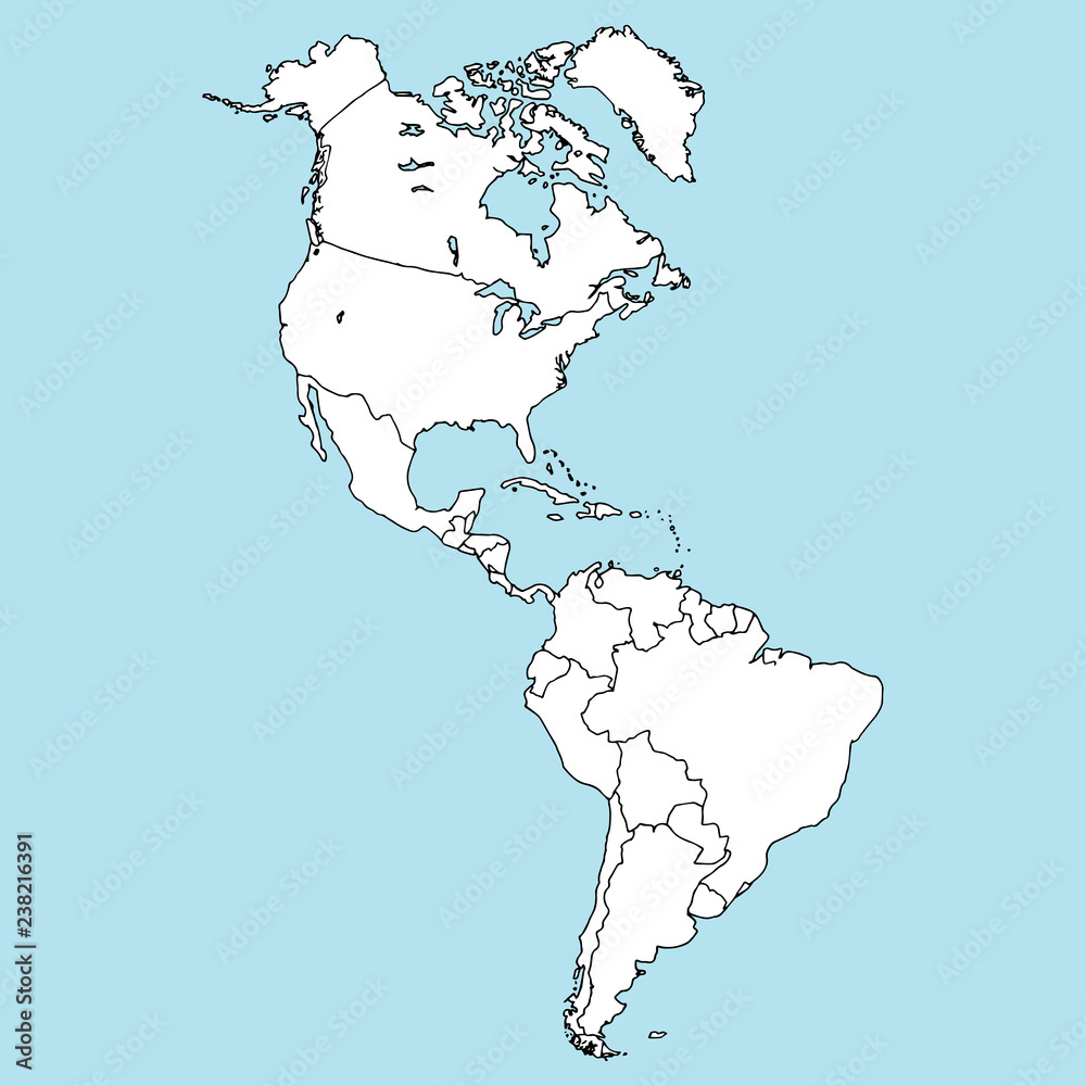 Stock-Vektorgrafik „Map Of North And South America. Vector inside North And South America Outline Map