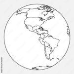 Stock Vektorgrafik „Map Of North And South America. Vector Outline Inside Black And White Map Of North And South America