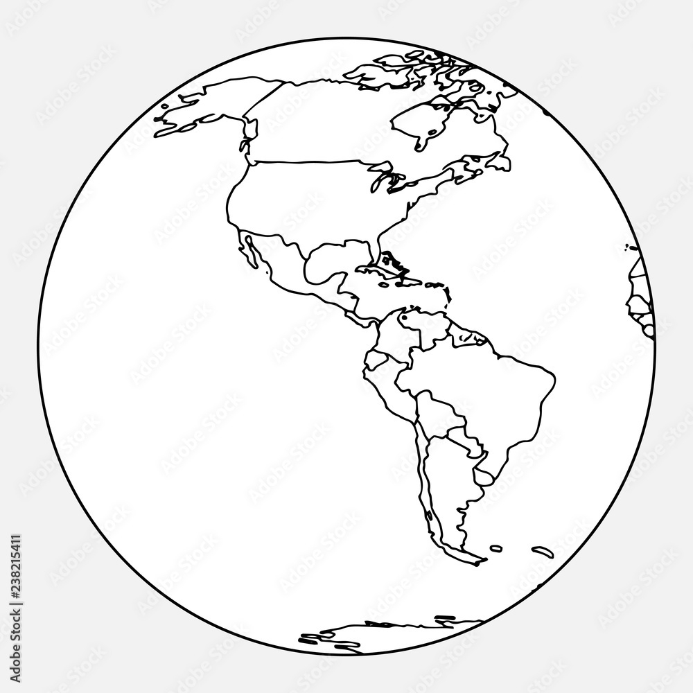 Stock-Vektorgrafik „Map Of North And South America. Vector Outline intended for Blank Map Of North And South America