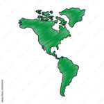 Stock Vektorgrafik „North And South America Map Continent Vector Inside North And South America Map Drawing