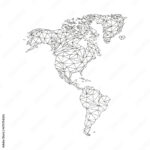 Stock Vektorgrafik „North And South America Map. World Map With Within Map Of North And South America Black And White
