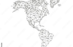 Stock-Vektorgrafik „North And South America Map. World Map With within Map Of North And South America Black And White