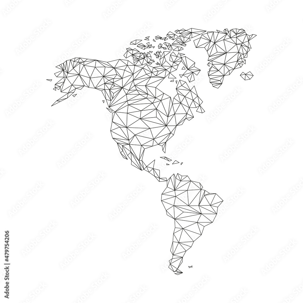 Stock-Vektorgrafik „North And South America Map. World Map With within Map Of North And South America Black And White