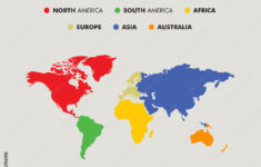 Stock-Vektorgrafik „Seven Continents Map With National Borders regarding Map Of Asia And Europe And Africa