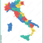 Stock Vektorgrafik „The Detailed Map Of The Italy With Regions Or Throughout Map Of Italy With States