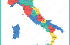 Stock-Vektorgrafik „The Detailed Map Of The Italy With Regions Or throughout Map Of Italy With States