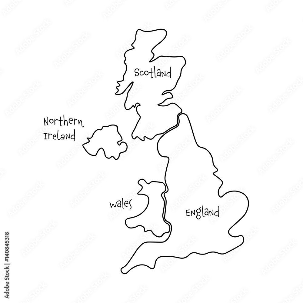 Stock-Vektorgrafik „United Kingdom, Aka Uk, Of Great Britain And within Map of England Without Wales and Scotland