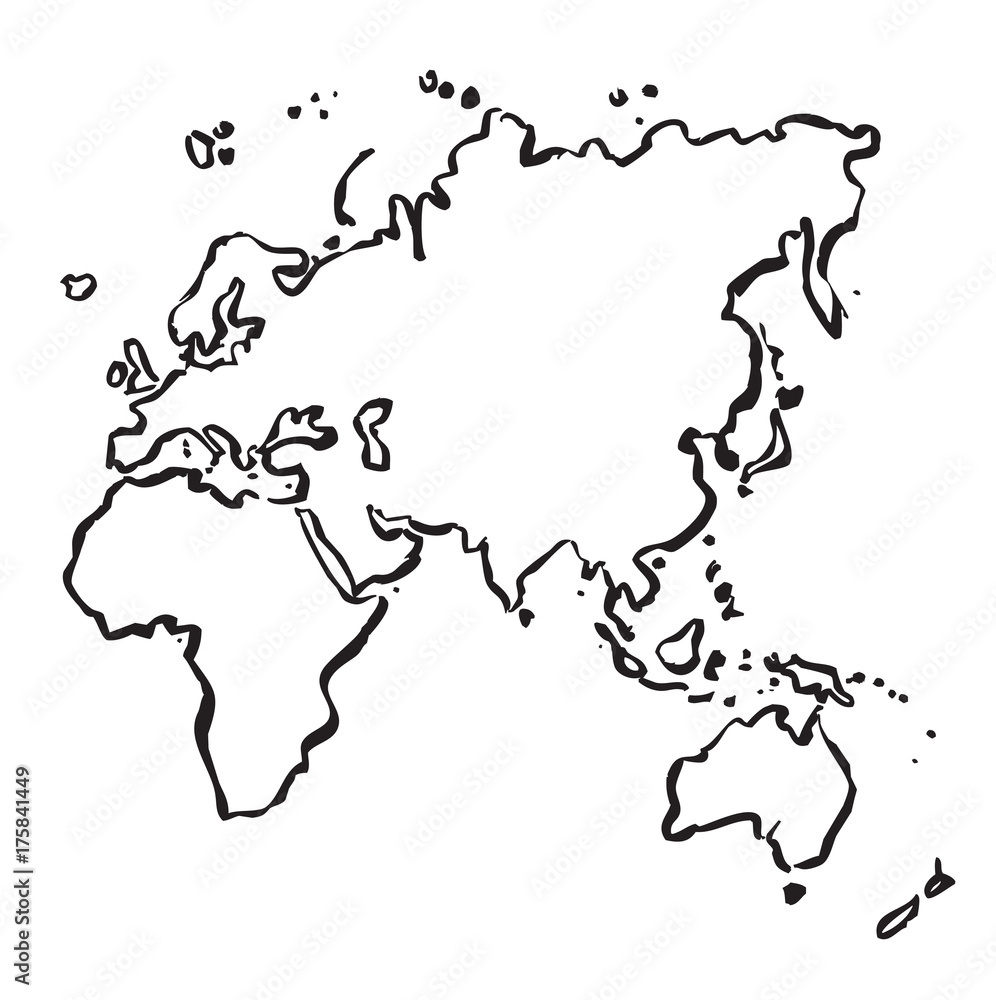 Stock-Vektorgrafik „Vector Drawing Map Of Europe, Africa, Asia And inside Map Of Europe Asia Africa And Australia