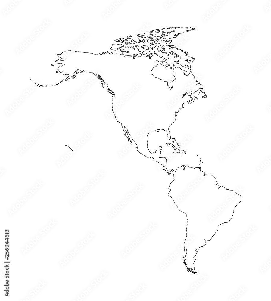 Stock-Vektorgrafik „Vector Illustration With Map Of North And with regard to North and South America Outline Map