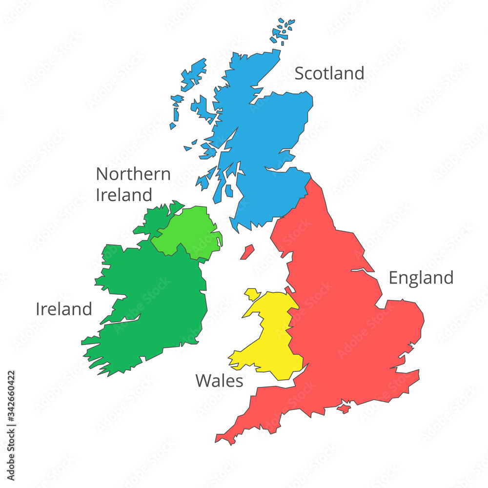 Stock-Vektorgrafik „Vector Isolated The Uk Map Of Great Britain within Map of Scotland and England and Ireland