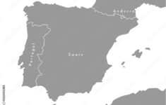 Stock-Vektorgrafik „Vector Modern Illustration In Grey Color with Map Of Spain France And Portugal