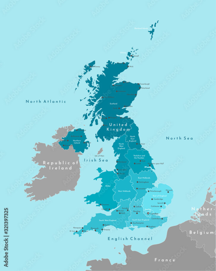 The United Kingdom of Great Britain and Northern Ireland Map The United Kingdom of Great Britain and Northern Ireland Map