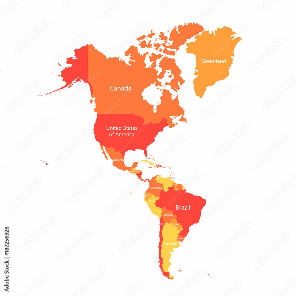 Stock-Vektorgrafik „Vector South America And North America Map with South American And North America Map