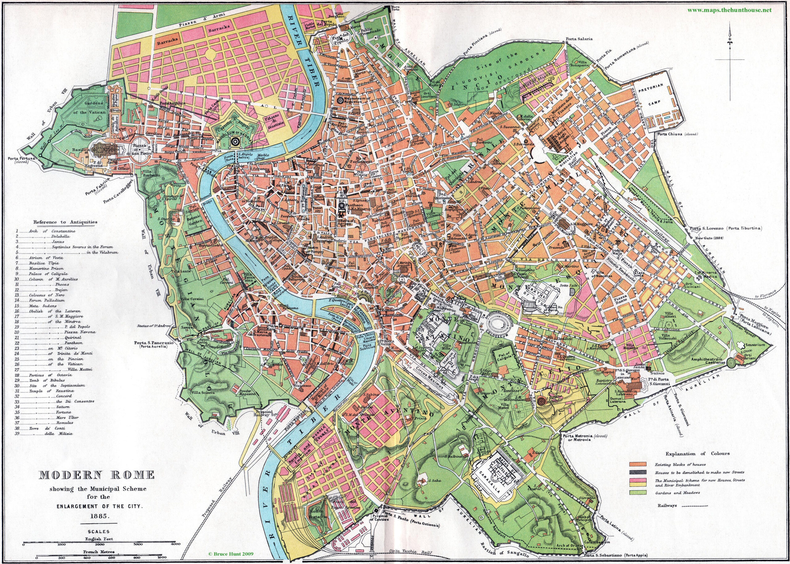 Street Map Of Rome Circa 1885 regarding Street Map Of Rome Italy