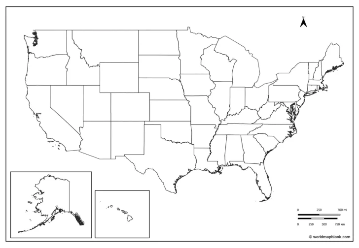 Blank United States Map Test Printable