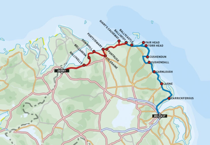 Map of Northern Ireland Coast