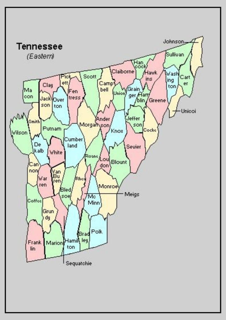 Free Printable Map of Tennessee Counties and Cities
