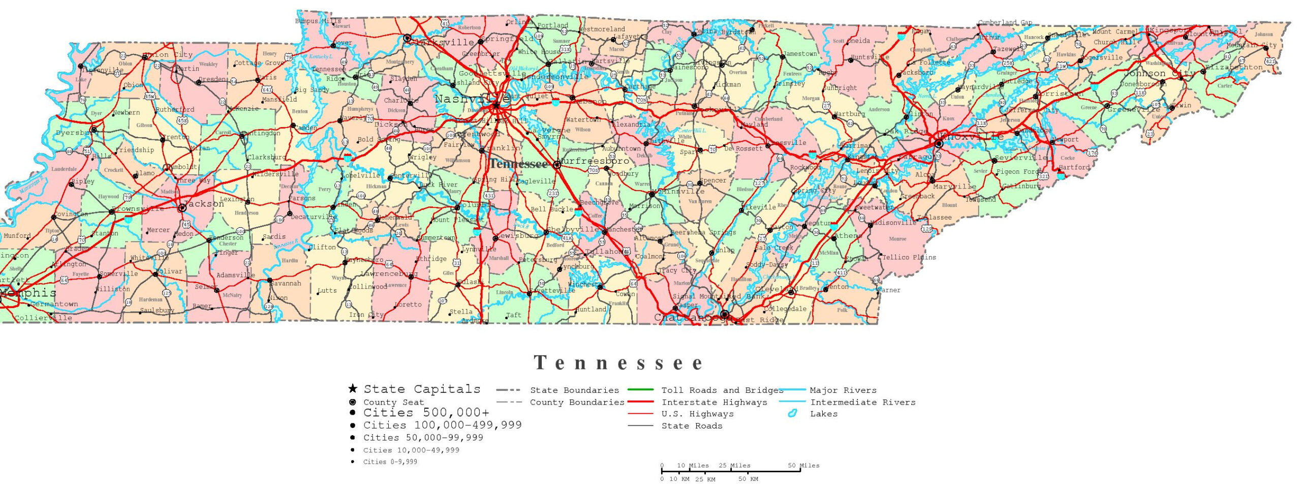 Tennessee Printable Map with Free Printable Map Of Tennessee State Parks