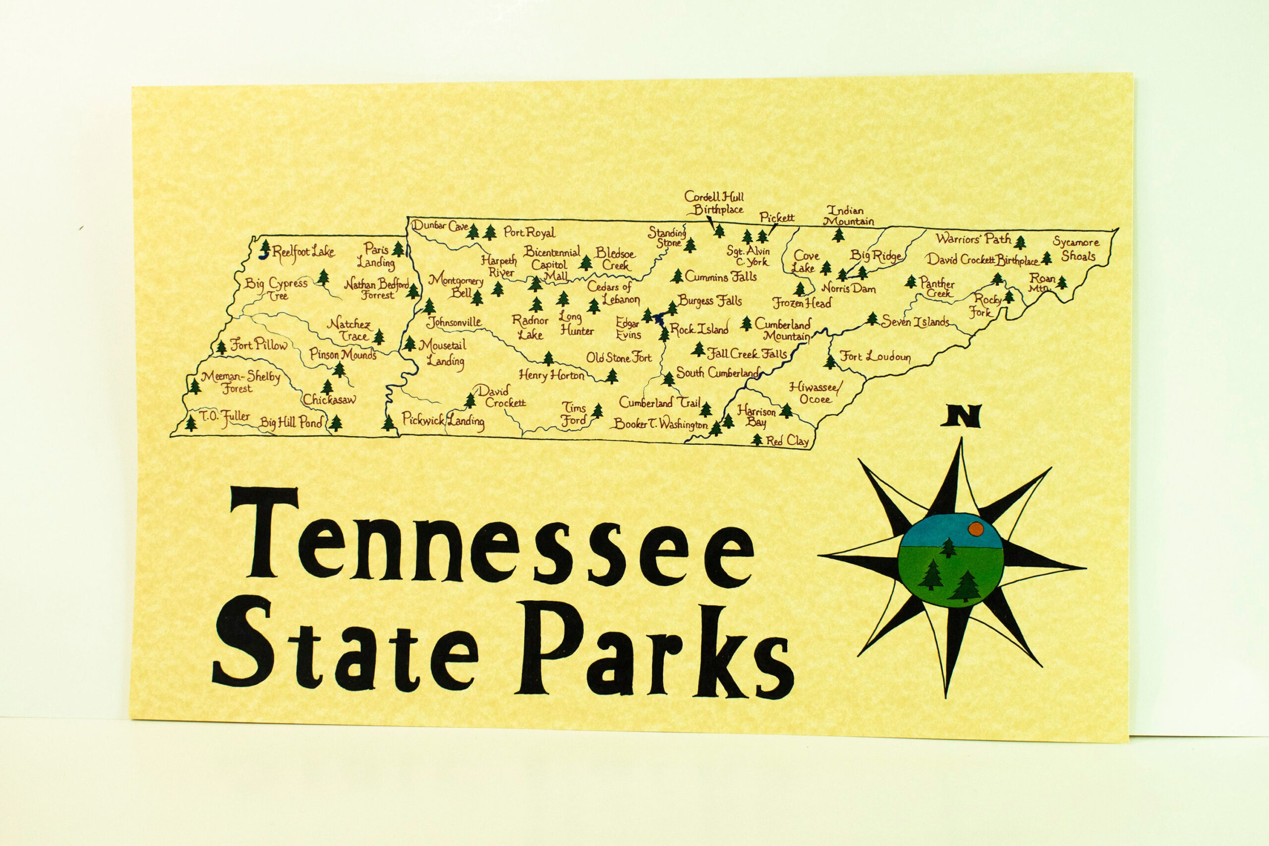 Tennessee State Parks Map - Etsy Sweden throughout Free Printable Map Of Tennessee State Parks