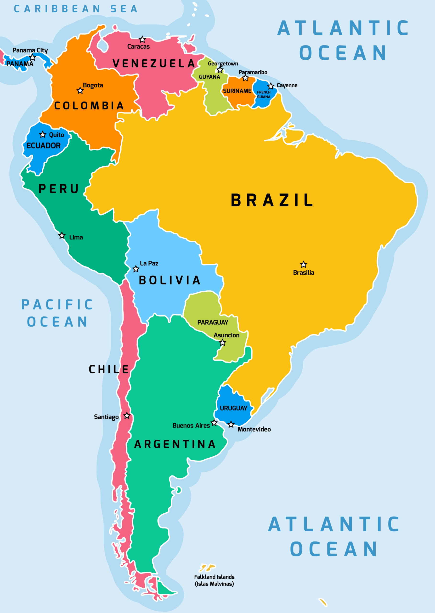 The 13 Capital Cities Of South America (Map Included) - The Facts intended for Map of North and South America Countries and Capitals