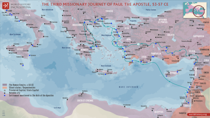 Printable Map of Paul’s Journeys