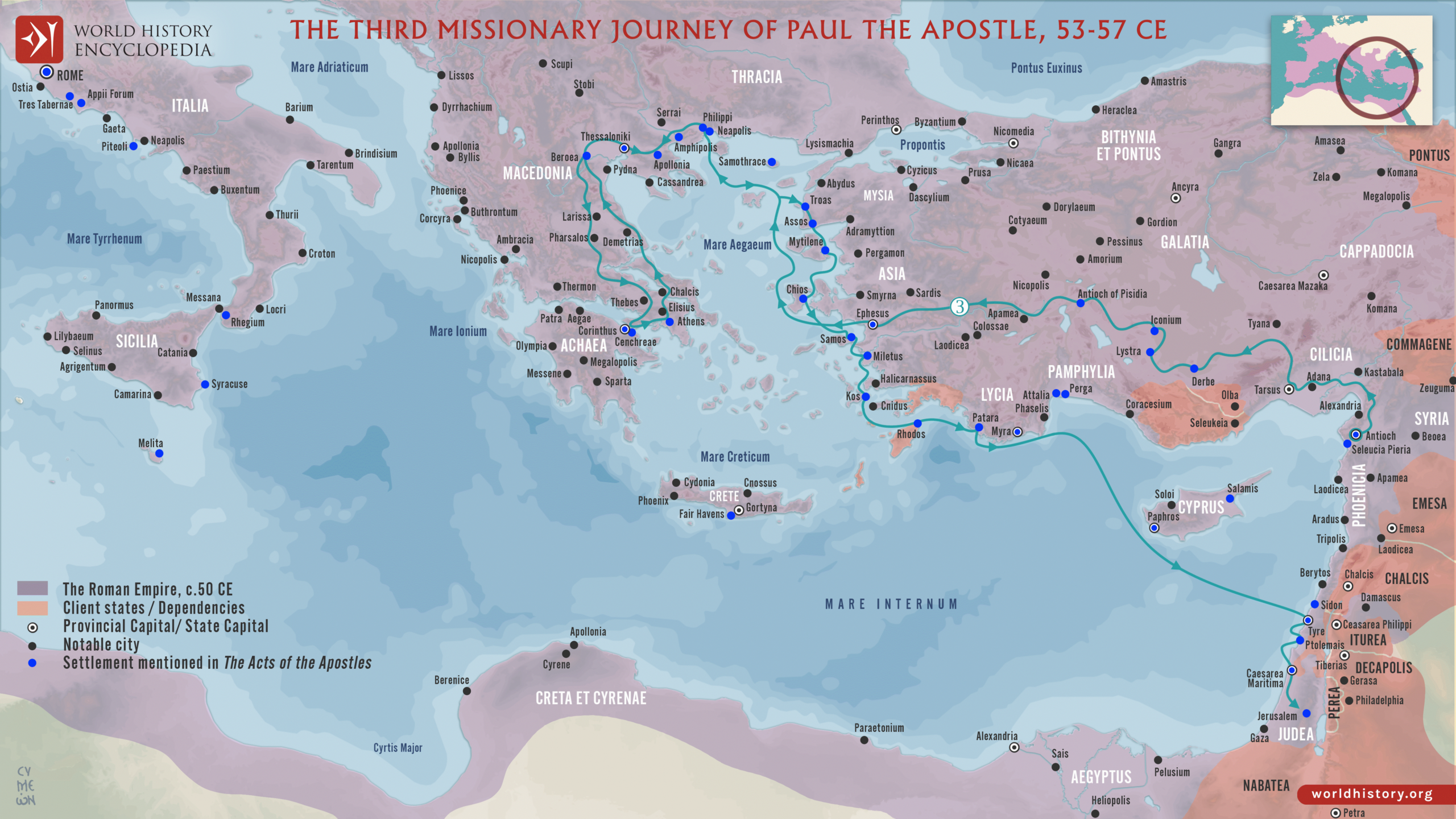 The Journeys Of Paul The Apostle - World History Encyclopedia for Printable Map of Paul&amp;amp;#039;s Journeys