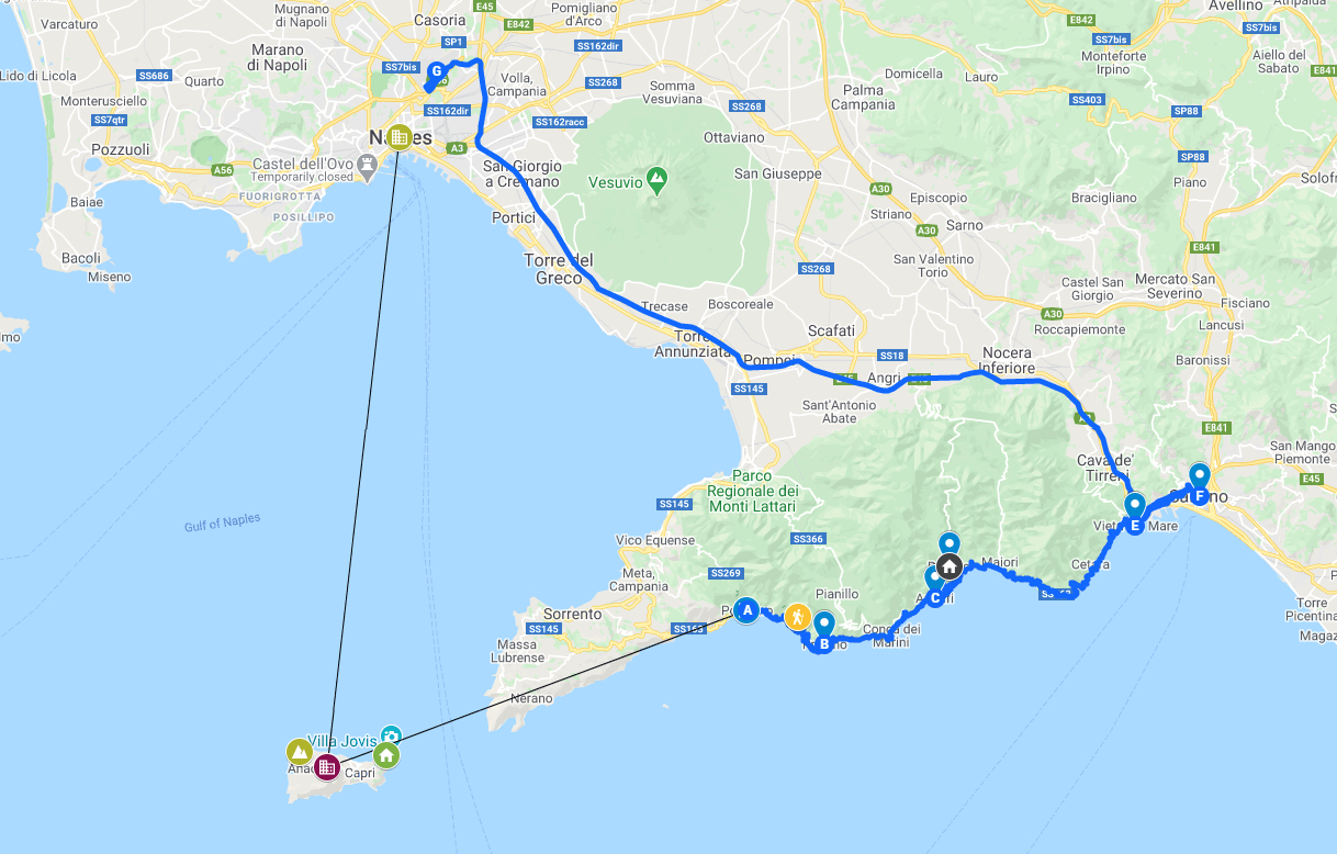 The Perfect Naples, Capri And Amalfi Coast Itinerary | Johnny Africa regarding Map of Italy Capri Amalfi Coast