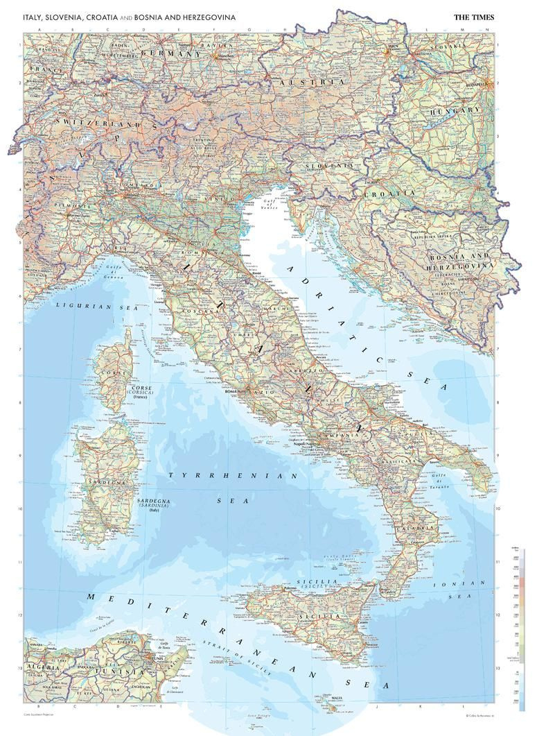 The Times Map Of Italy, Slovenia, Croatia And Bosnia And throughout Map Of Italy And Croatia