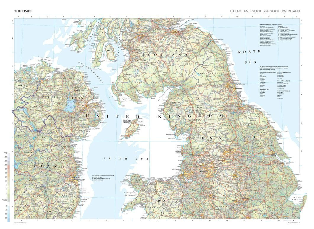 The Times Map Of The United Kingdom: England (North) And Northern throughout Map of Northern England and Southern Scotland