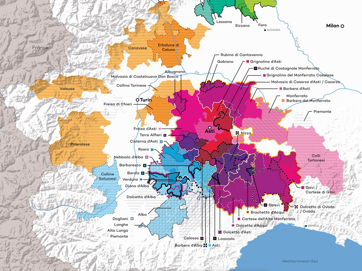 The Wines Of Piedmont, Italy (Docs And Docgs) | Wine Folly in Map of Piedmont Italy Wine Regions