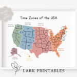 Time Zones Of The Usa Map Educational Poster Printable Geography Classroom  Wall Decor Montessori Homeschool Resource Time Zone United States   Etsy In Printable Time Zone Map Of Usa
