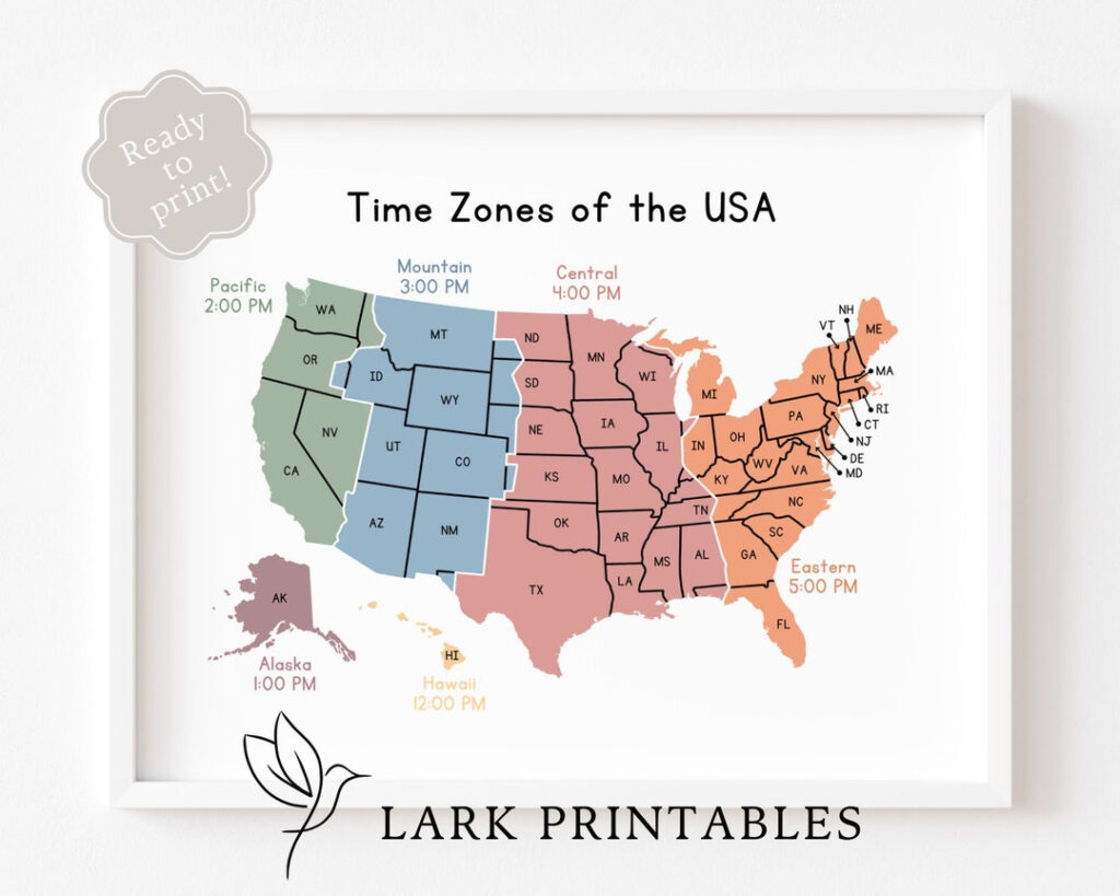 Free Time Zone Map USA Printable | Adams Printable Map