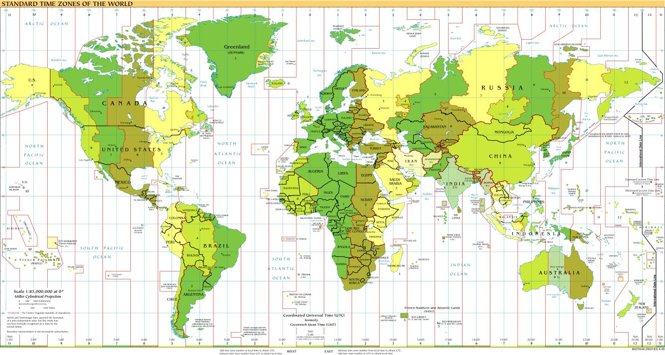 Time Zones Of The World Map (Large Version) pertaining to Printable Time Zone Map Of The World