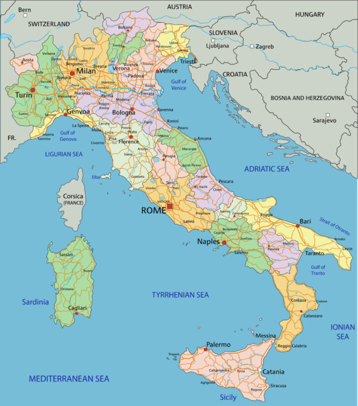 Pisa on Map of Italy