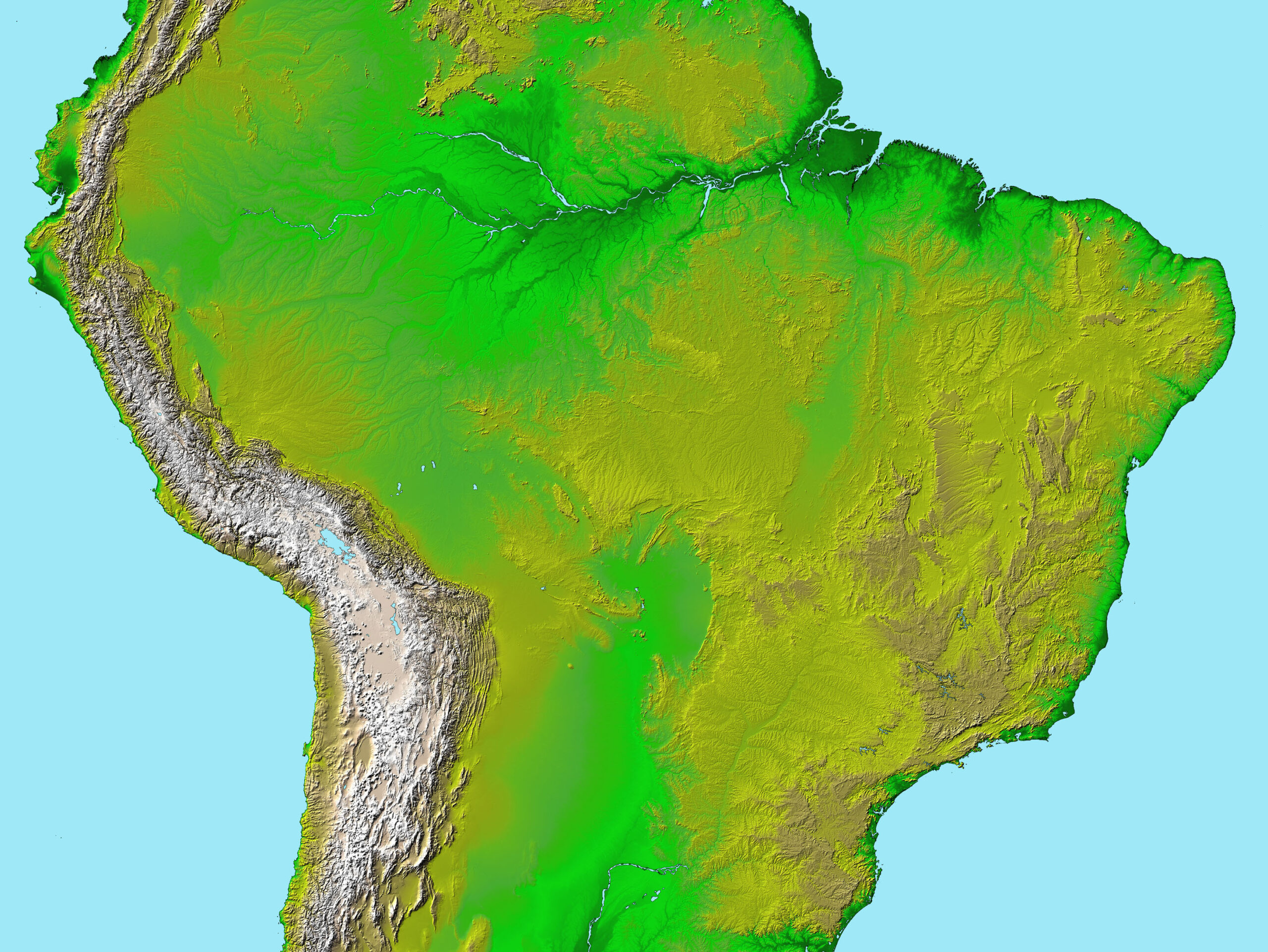 Topography Of South America pertaining to Topographic Map of North and South America