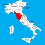 Toskana Toscana Italy Provinzkarte Silhouette Vektorbild With Tuscany On Map Of Italy