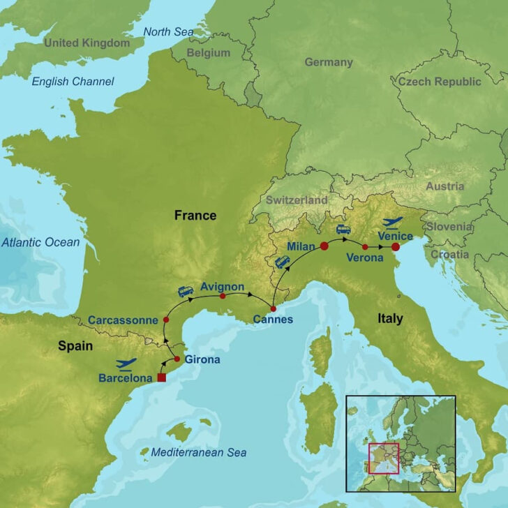 Map of France Spain Italy