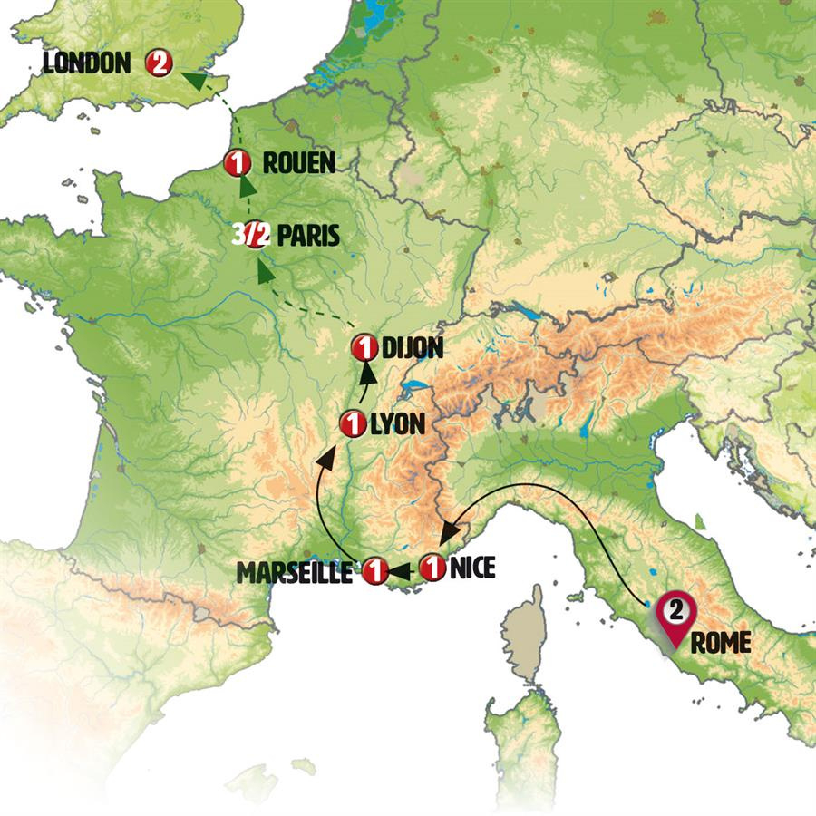 Tour | From Italy To France With London | Europamundo | 2503076 with Map Of London France And Italy