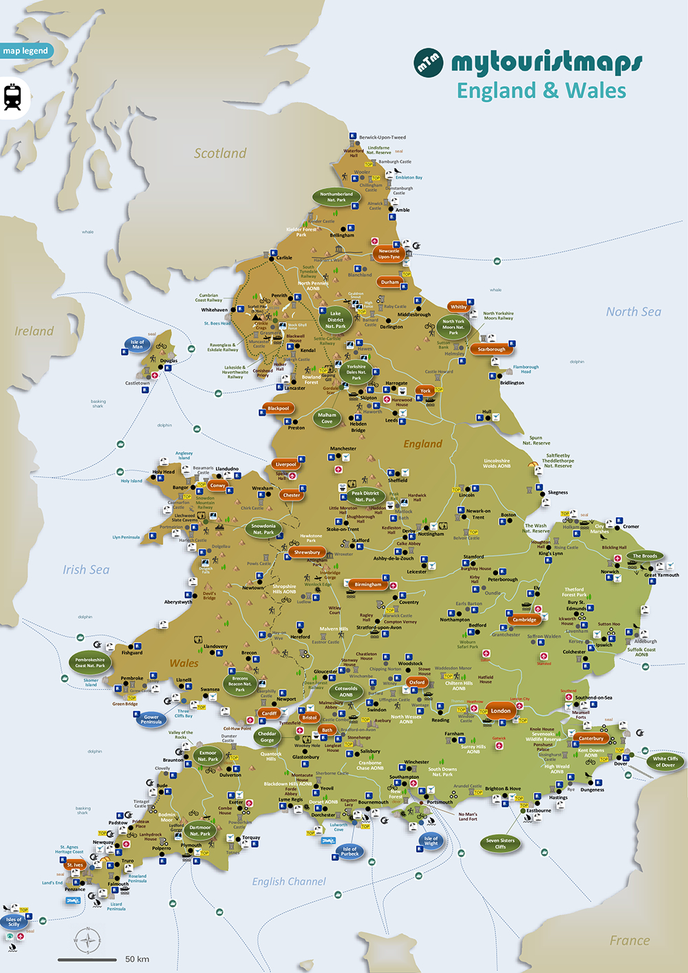 Tourist Map Of England &amp;amp; Wales - Mytouristmaps with Tourist Map Of Scotland And England