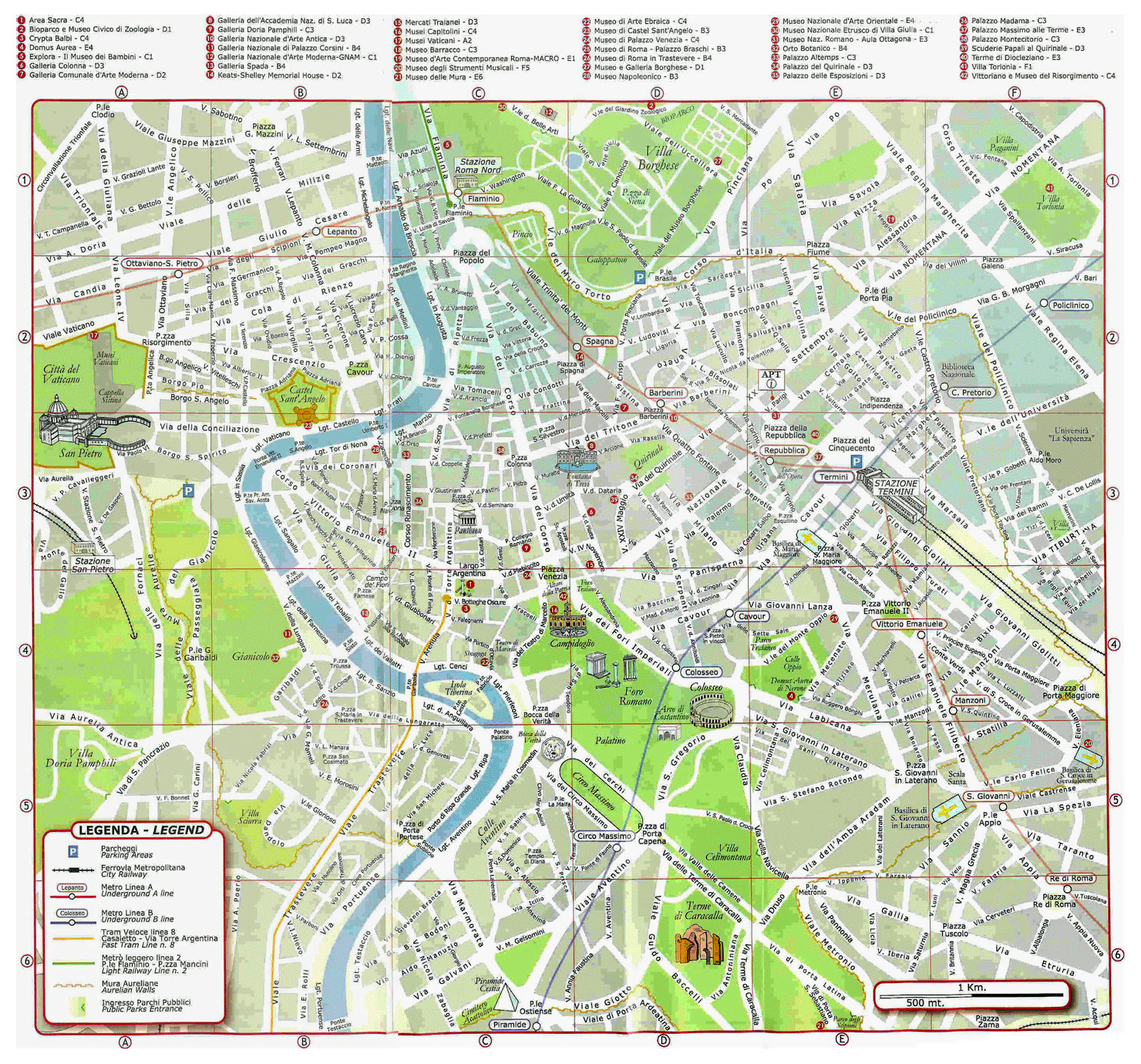 Tourist Map Of Rome City Center | Rome | Italy | Europe | Mapsland for Street Map Of Rome Italy