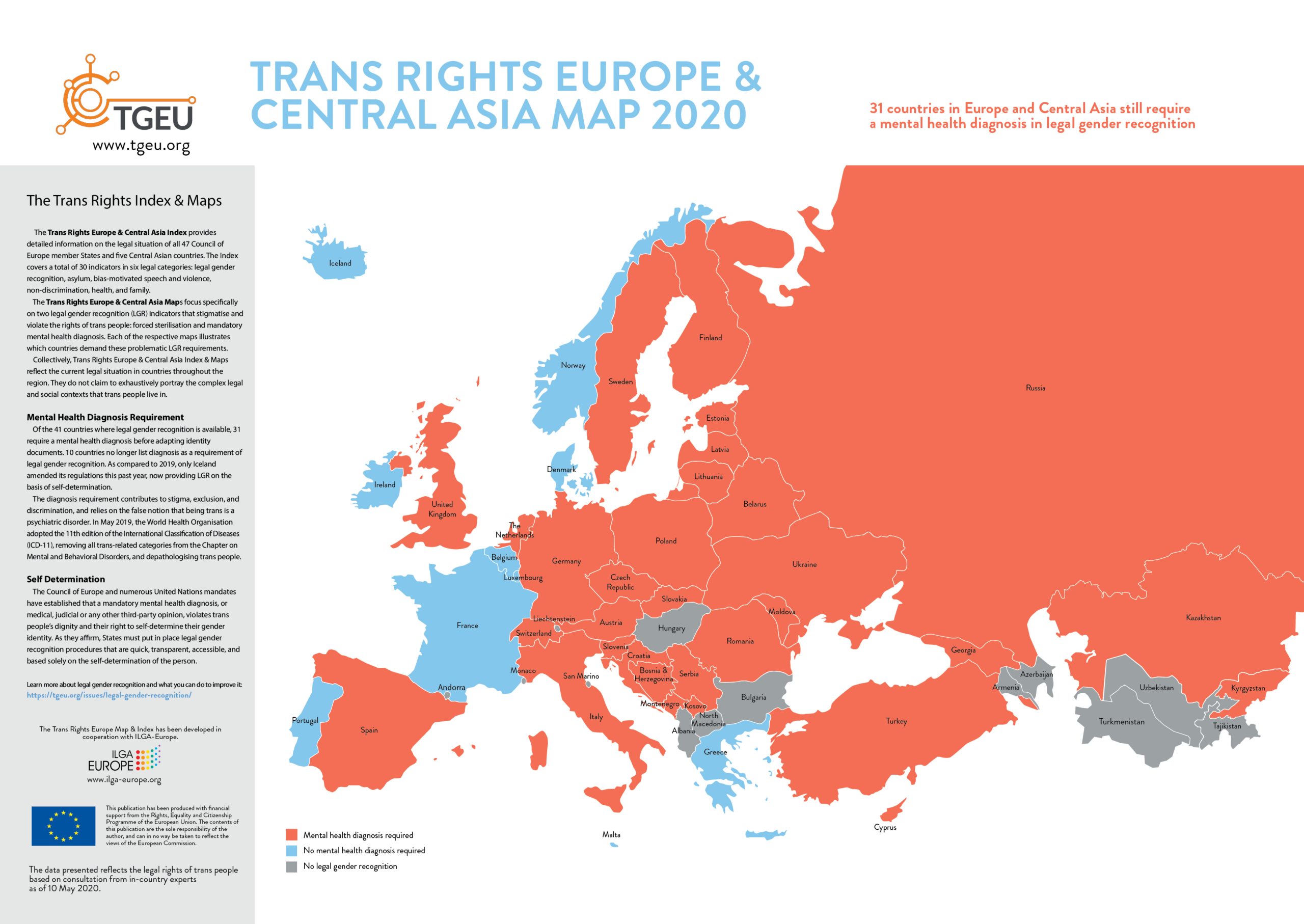 Trans Rights Europe &amp;amp; Central Asia Index &amp;amp; Maps 2020 - Tgeu regarding Are Maps Of Just Europe And Asia Legitimate